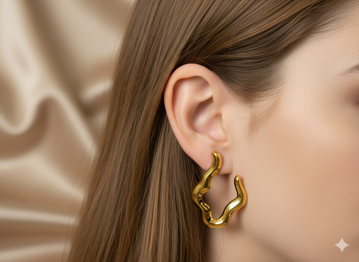 Sculptural Wave Hoops