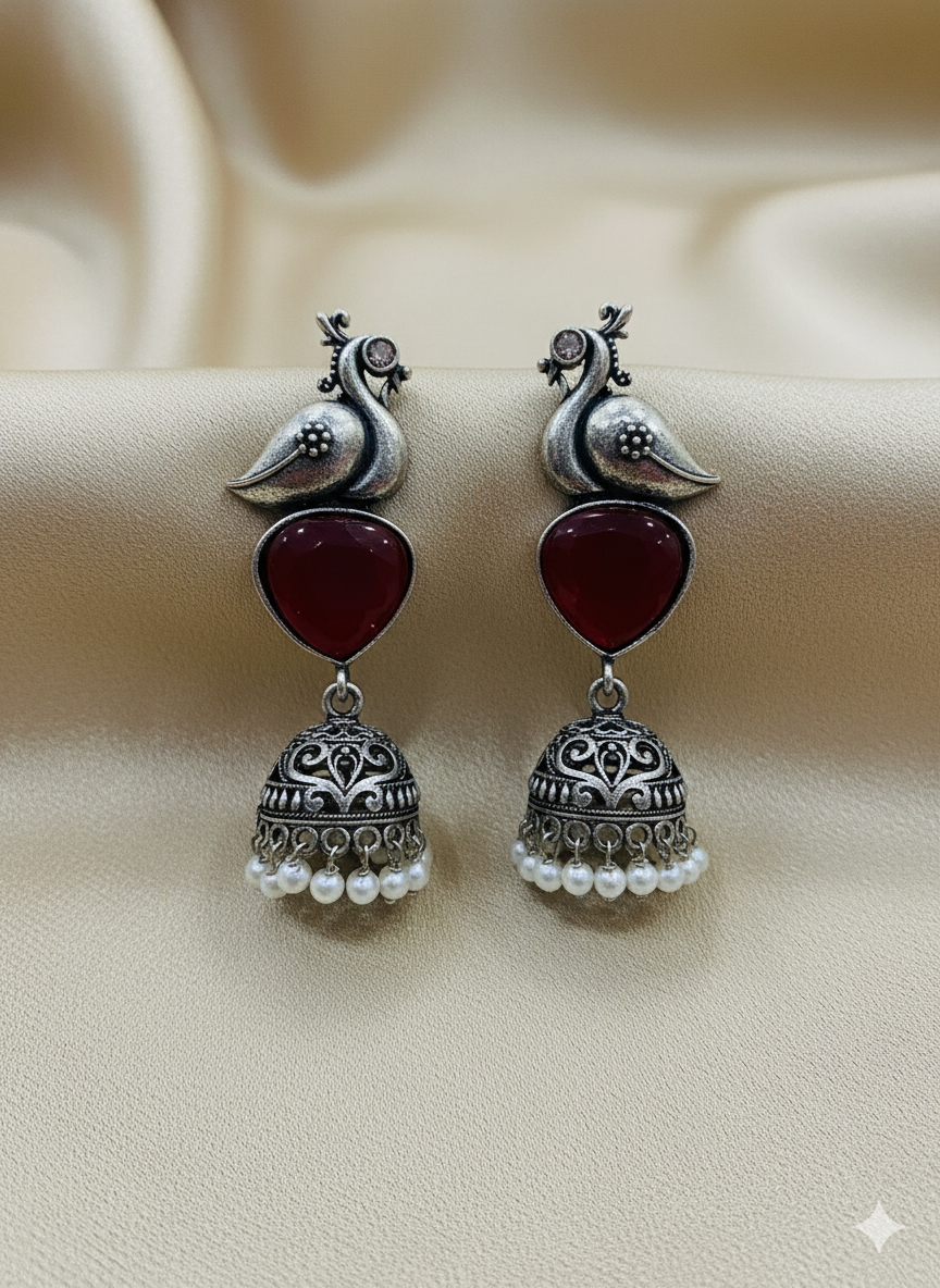 Peacock Ruby Jhumka