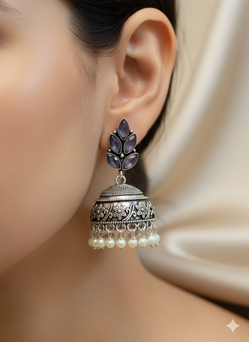 Purple Leaf Jhumka
